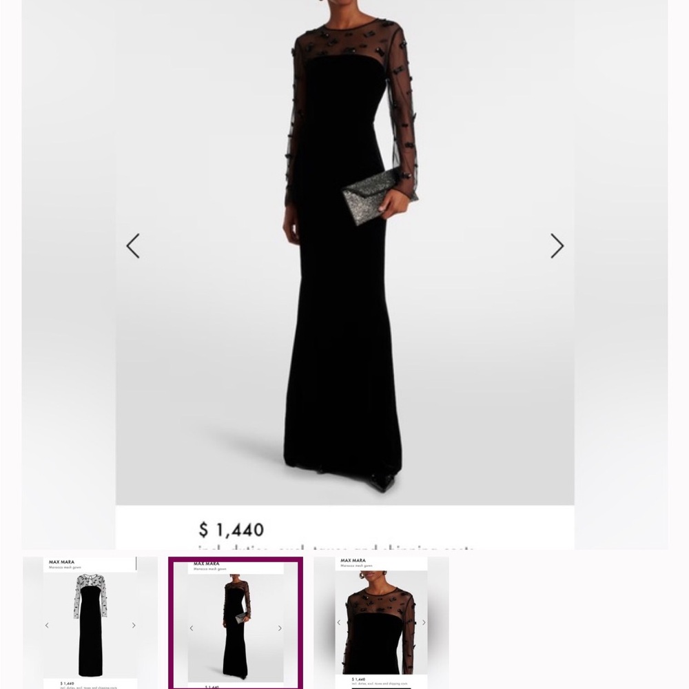 MaxMara Black Sheath Dress with sheer chest and Sleeves. - Picture 3 of 5
